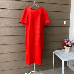 Liz Claiborne Linen Womens Red Short Sleeve Linen Dress, size 10